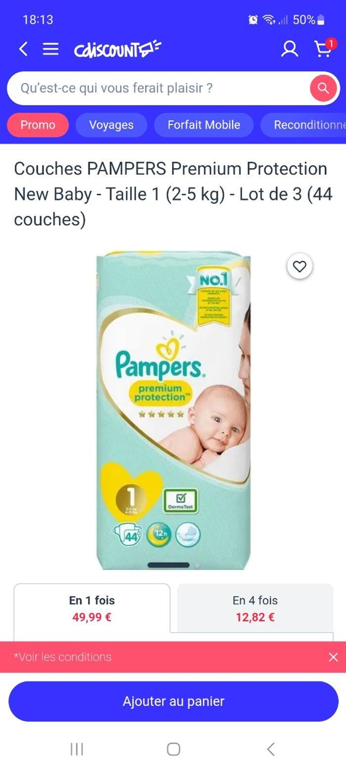 A vendre 4 paquets pampers taille 1 /44