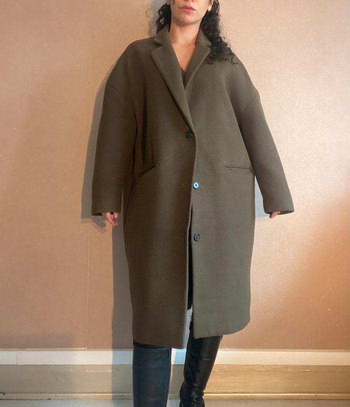 Vintage khaki winter coat with pockets - photo numéro 3