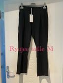 Pantalon court 7/8 noir fluide avec poche style chino taille élastique neuf ryujee taille M