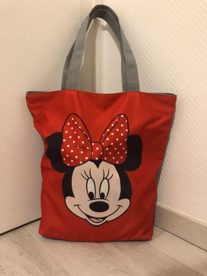 Sac tote bag en tissu très épais et solide avec fermeture zippée et tête de Minnie Mouse - photo numéro 2