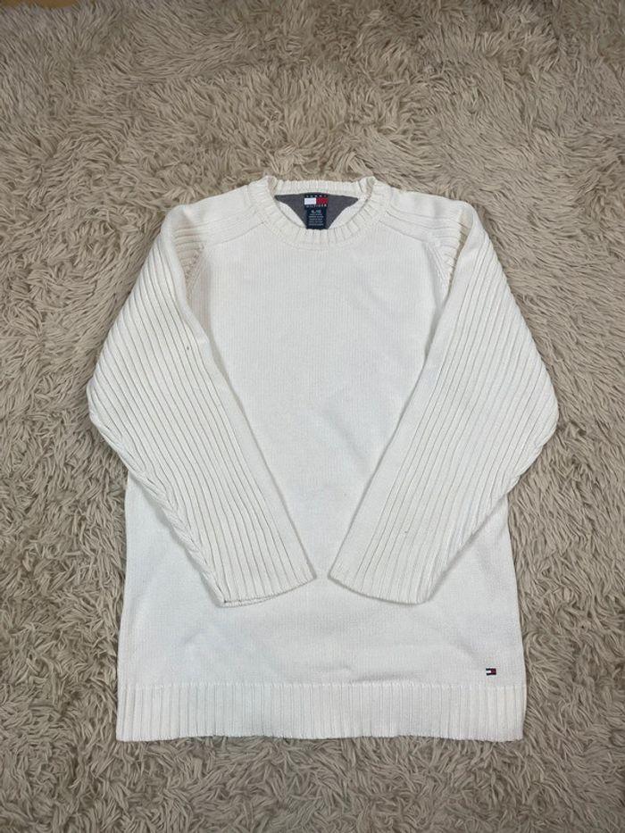 Pull hiver tommy hilfiger blanc taille xl enfant (S homme) - photo numéro 1