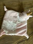 Doudou plat tête de licorne