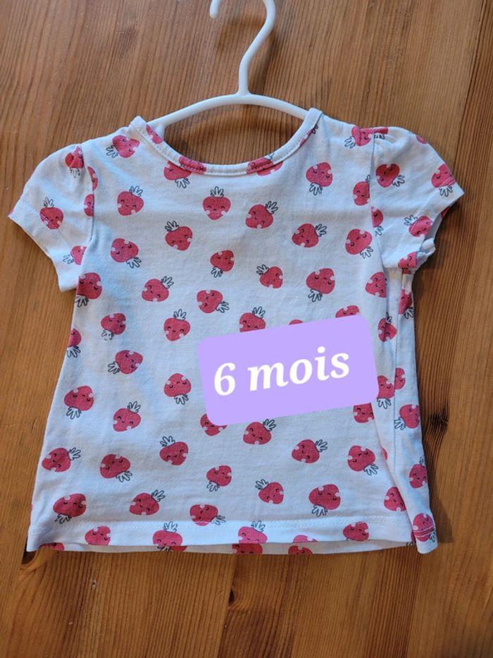 t-shirt fraises 6 mois babyclub - photo numéro 1