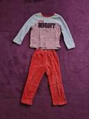 Pyjama 6 ans 116cm, pantalon rouge et haut blanc, Good Night, manches longues