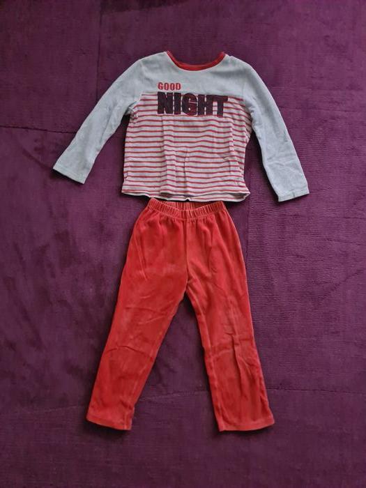 Pyjama 6 ans 116cm, pantalon rouge et haut blanc, Good Night, manches longues - photo numéro 1