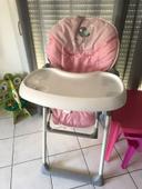 Chaise haute / transat bébé 2 en 1 rose