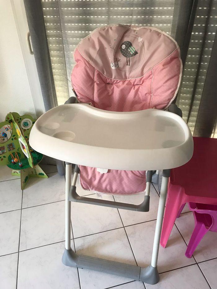 Chaise haute / transat bébé 2 en 1 rose - photo numéro 1