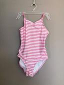 H&M maillot de bain rayé rose et blanc 6-8 ans