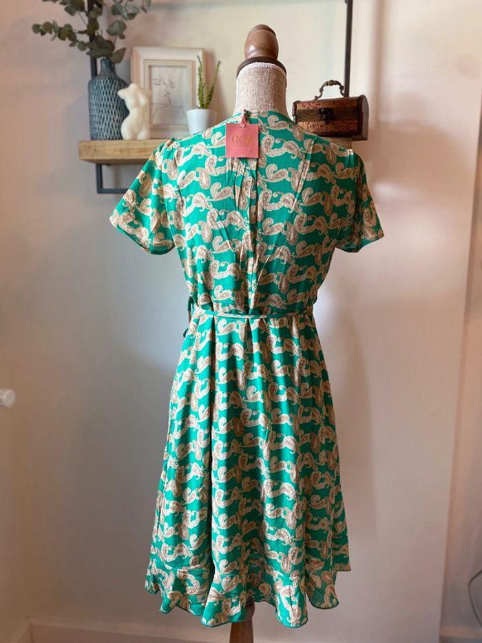 Robe verte portefeuille motif paisley taille 2 - Goa Paris - photo numéro 7