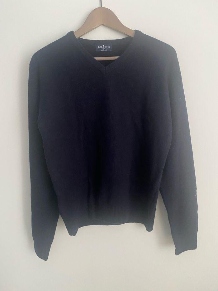 Pull en laine bleu marine homme taille S café coton - photo numéro 1