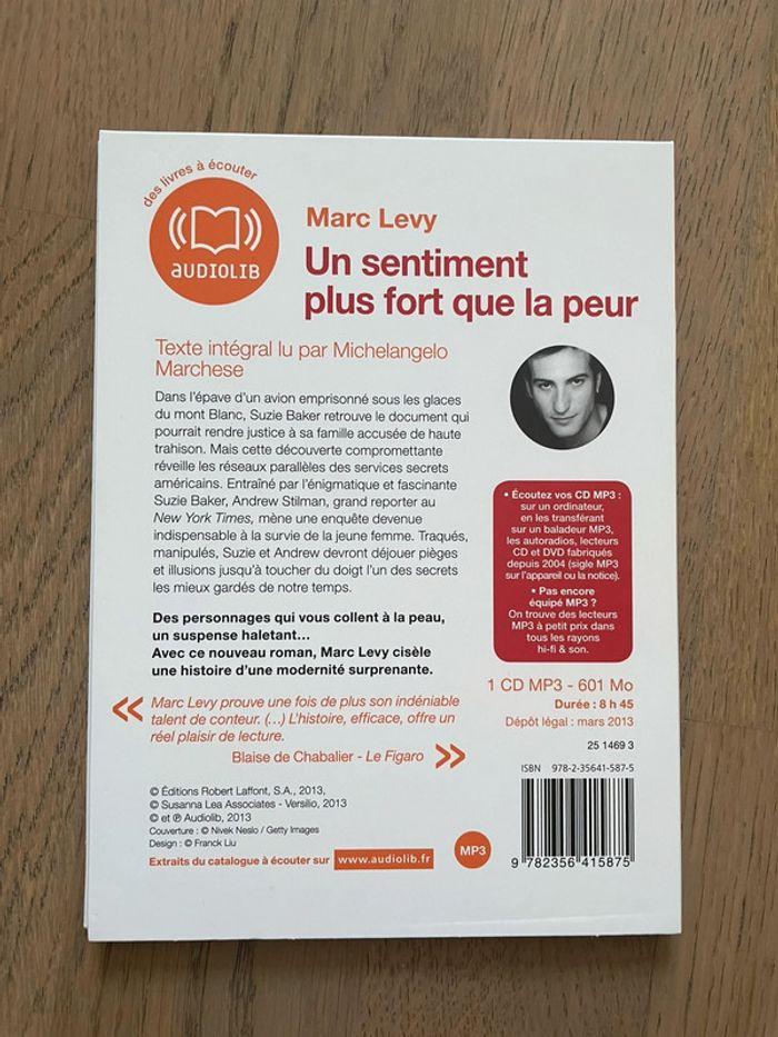 Livre audio Audiolib - Un sentiment plus fort que la peur - Marc Levy - photo numéro 3