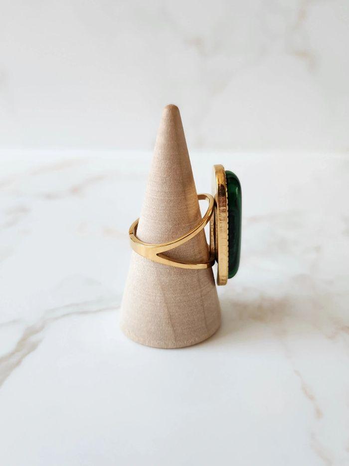 🌺 Bague pierre verte argentée & dorée 🌺 - photo numéro 2