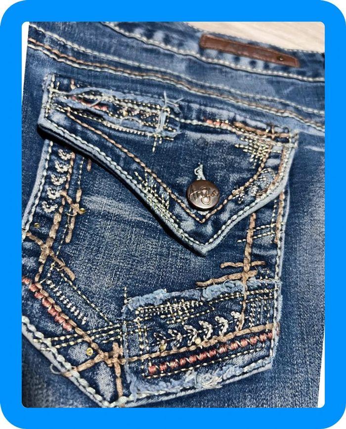 🩳 Short vintage brodé en jean Bleu Arya Taille S🩳 - photo numéro 10