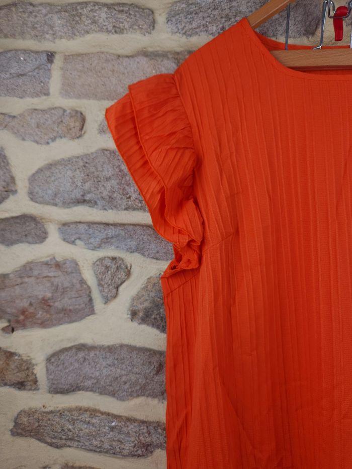 Robe manches volantées texturées orangée Femme Taille 52 marque Boohoo 🍓 - photo numéro 2