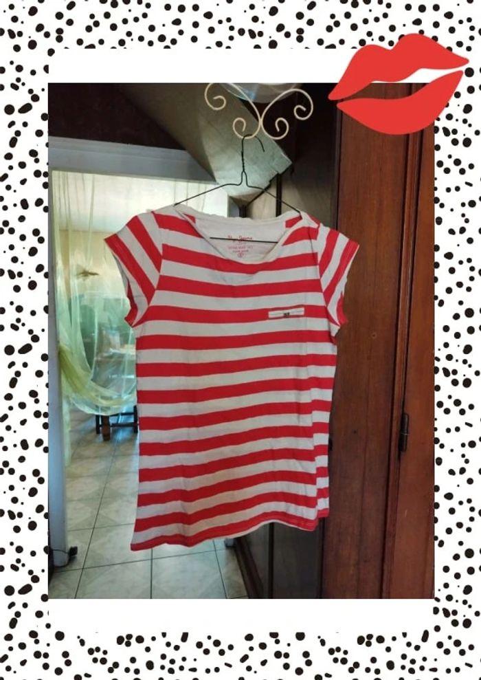 T-shirt blanc rayures rouges Pepe Jeans S/36 - photo numéro 14