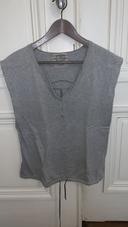 Pull coton manche courte, gris clair et bleu marine,taille 38,  marque Voyage