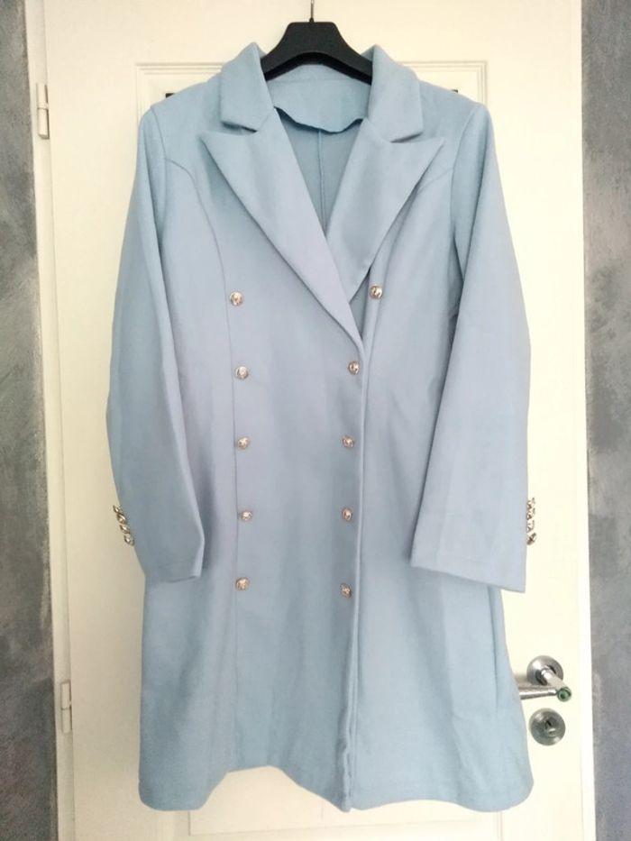 Manteau bleu ciel habillé et léger T42-44 - photo numéro 1