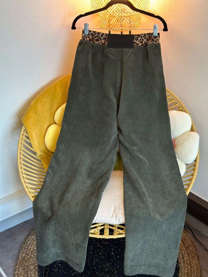 Pantalon Stella Forest à  jambes larges en velours côtelé kaki et léopard, taille 36 - photo numéro 5