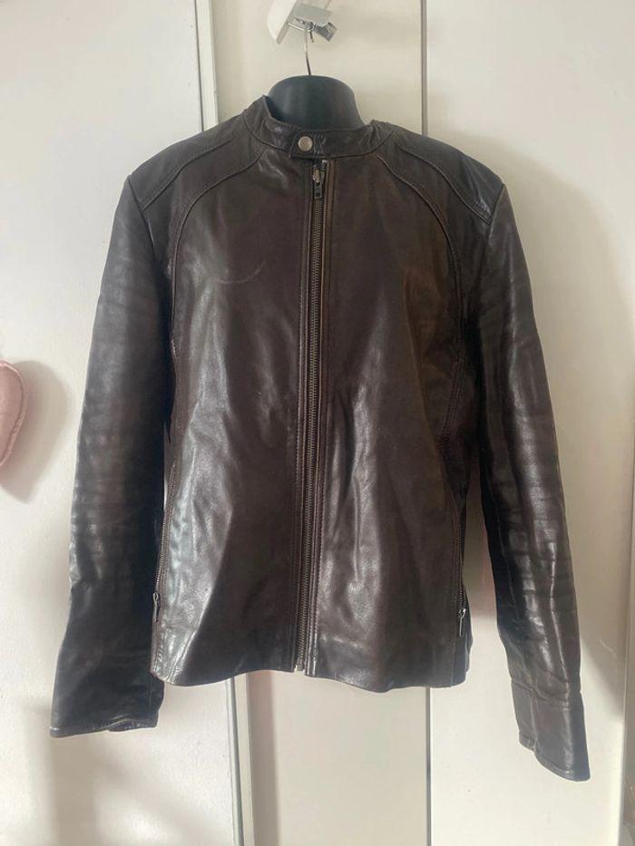 Blouson/perfecto. Cuir véritable. Vintage rétro.taille L - photo numéro 1