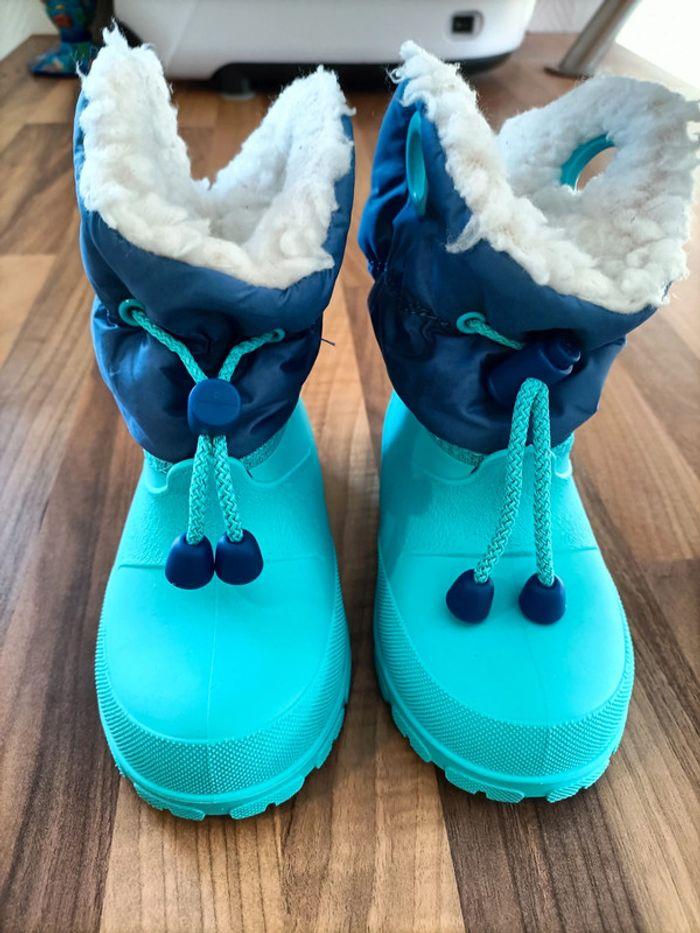 Bottes de neige ski bleues marines et turquoises 22-23 - photo numéro 1