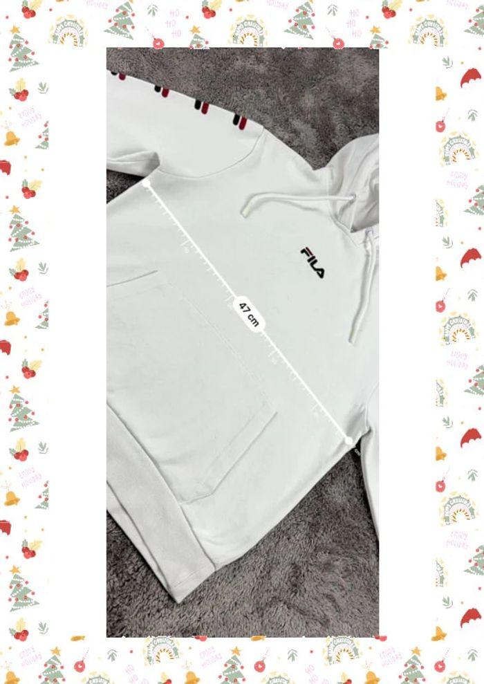 👕 Sweat à capuche Fila avec logo brodé Blanc Taille XS 👕 - photo numéro 4