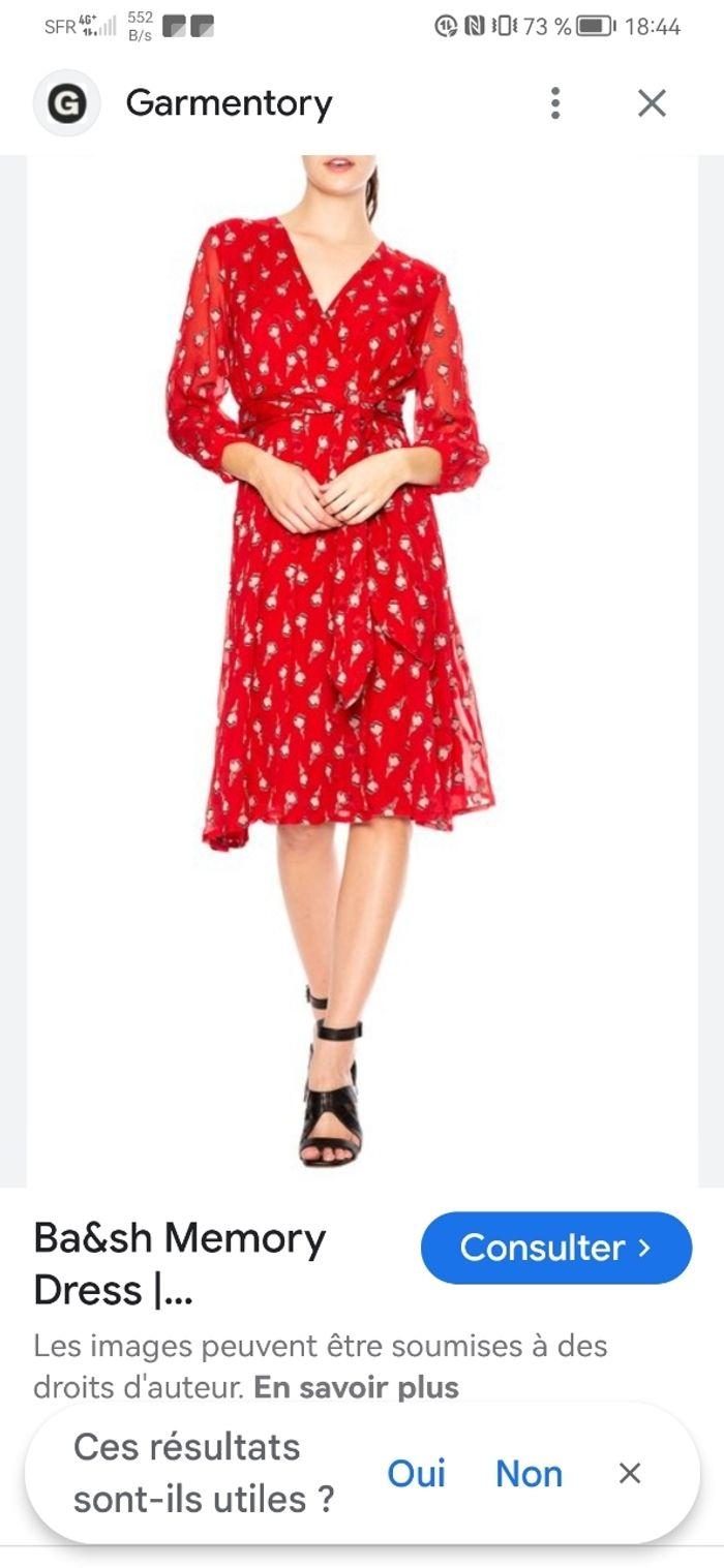 Robe Ba&sh taille 2 soie rouge motif floral Automne hiver - photo numéro 2