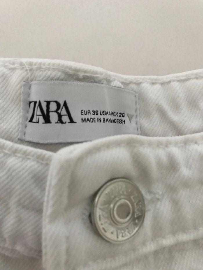 Short jean blanc Zara taille haute déchiré S - photo numéro 4