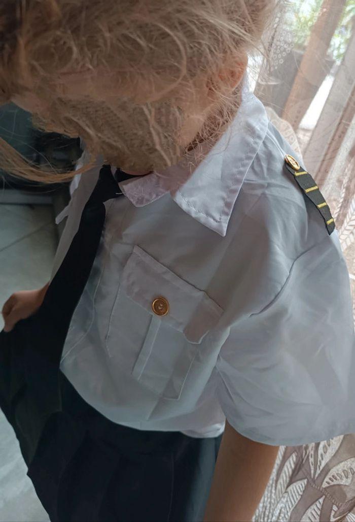 Costume déguisement enfant jupe plissée chemise cravate hôtesse pilote uniforme Cosplay 6 7 8 - photo numéro 4