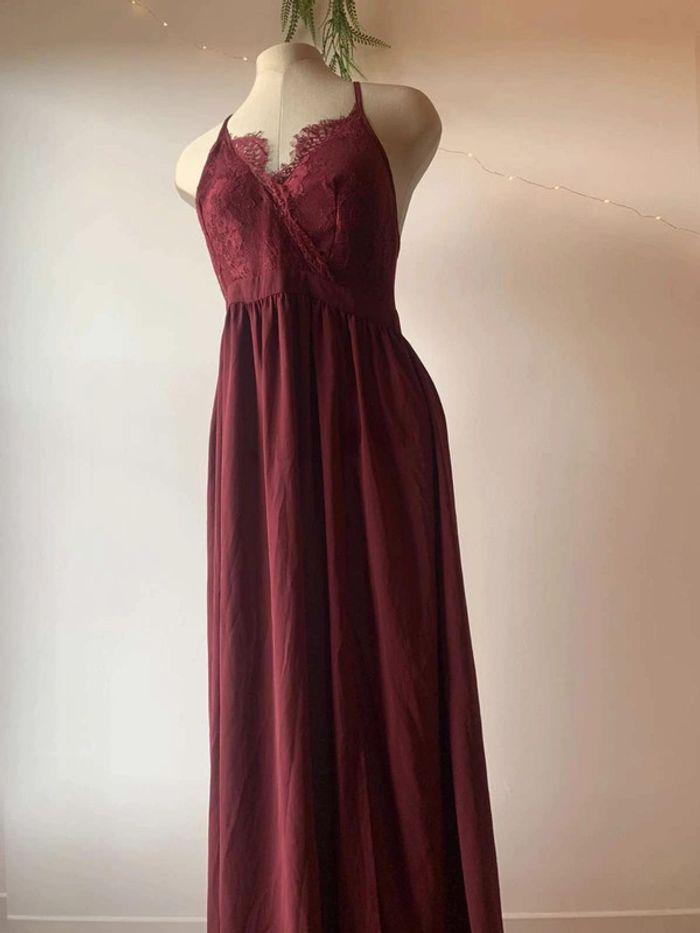 Robe bordeaux dentelle - taille M - photo numéro 2