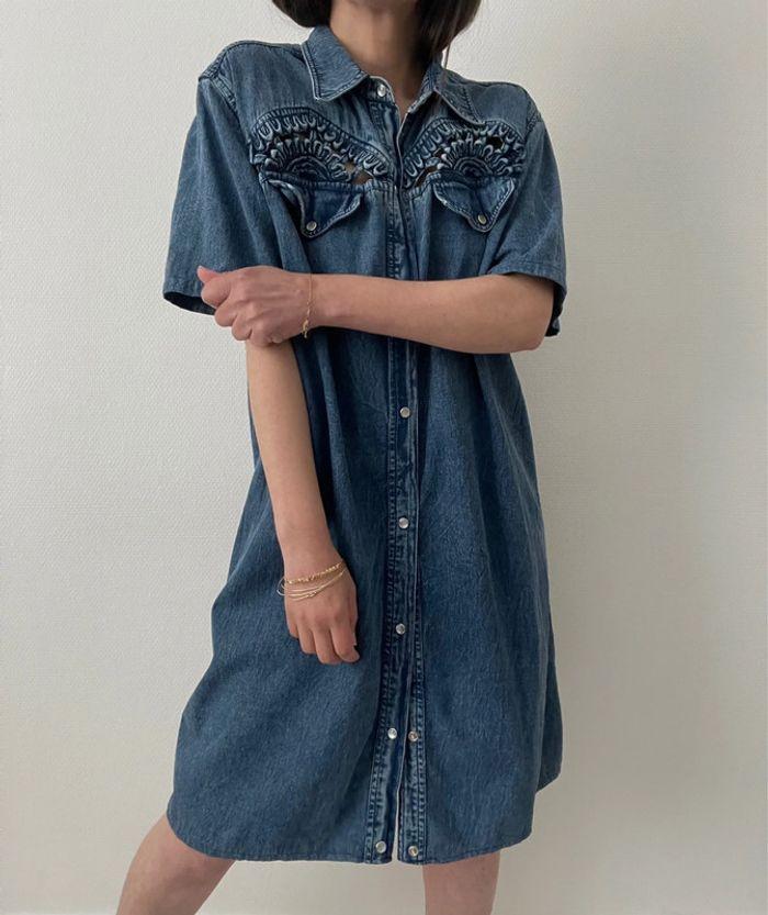 Robe chemise denim ajouré - photo numéro 9