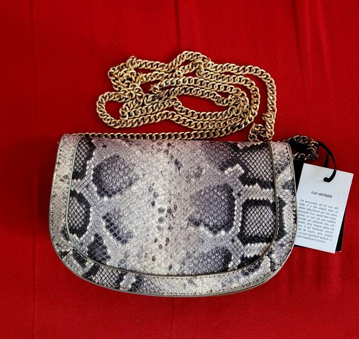 Sac cuir vintage motif serpent python - photo numéro 1