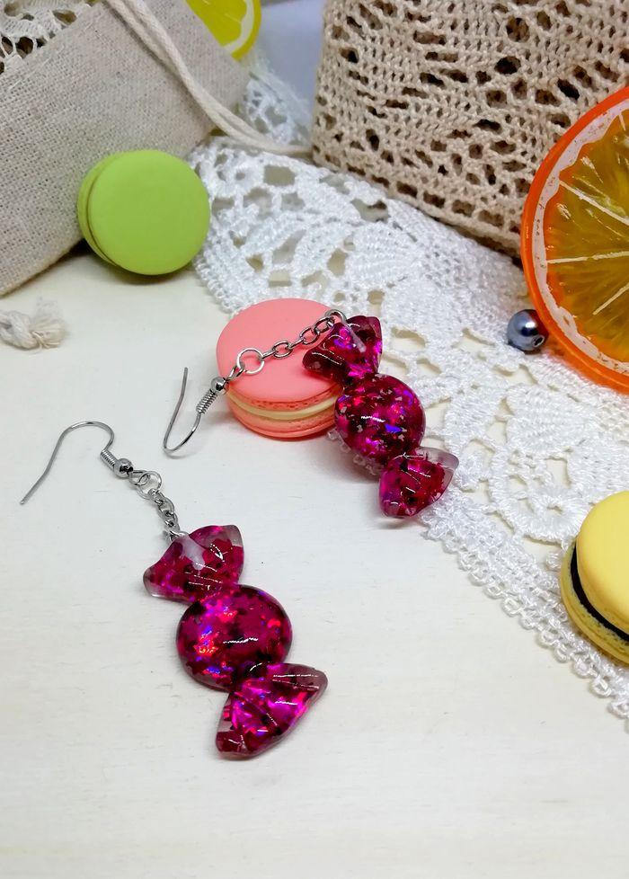 🍬Boucles d'oreilles bonbon pailleté🌸 - photo numéro 1