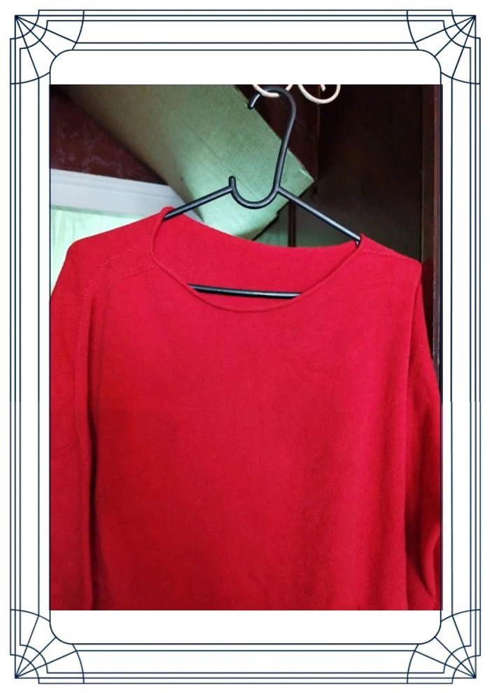 Pull sweatshirt rouge col rond 3 poches M/38 - photo numéro 7