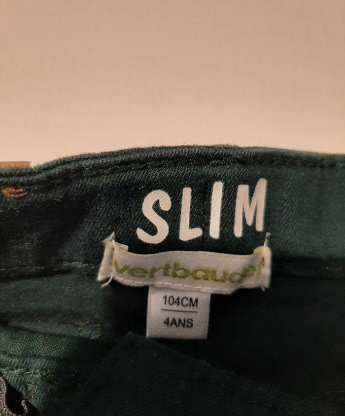 Jeans slim vertbaudet vert foncé taille 4 ans / 104 cm - photo numéro 2