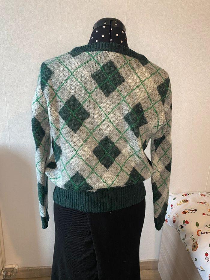 Pull à carreaux vert et gris Bizzbee taille S / 36 - photo numéro 3