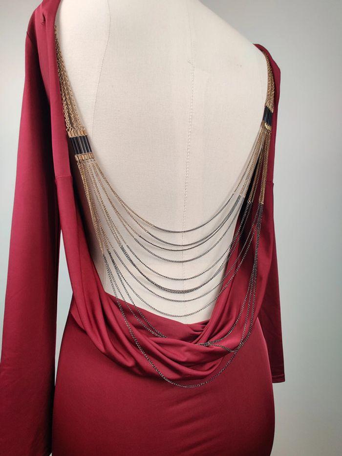 Robe dos nu bénitier avec ou sans bijou bordeaux - Club L - 40 - photo numéro 3