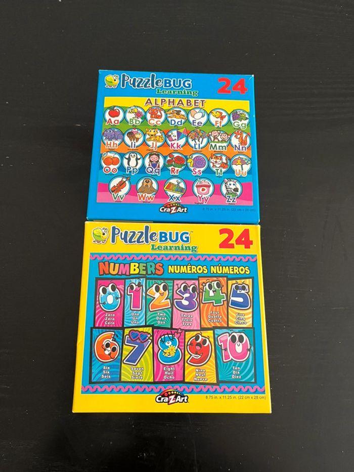 Lot de 2 puzzles français anglais espagnol - Alphabet et numéros - photo numéro 2