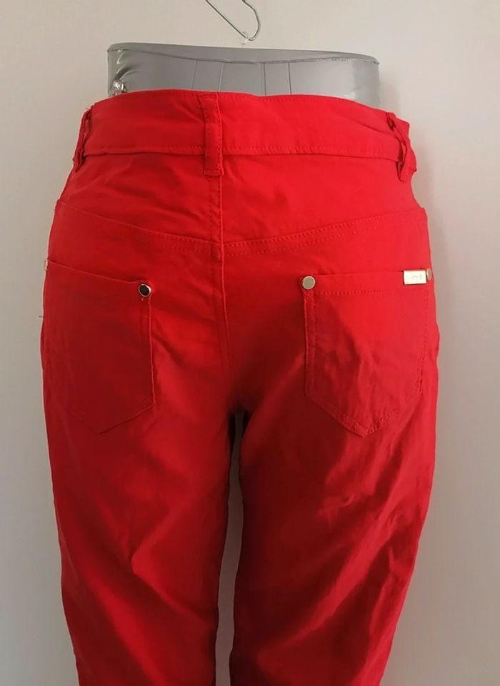 Panta-court rouge doré jean stretch Taille M Cherry Berry - photo numéro 5