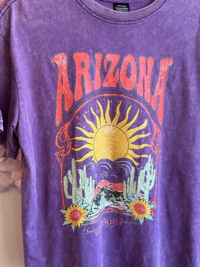 T-shirt lila imprimé "Arizona" taille XS loose - photo numéro 4