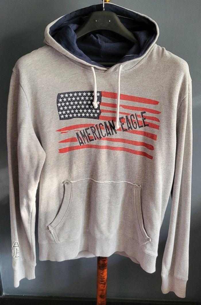 Sweat à capuche gris American Eagle homme taille XL en très bon état - photo numéro 3