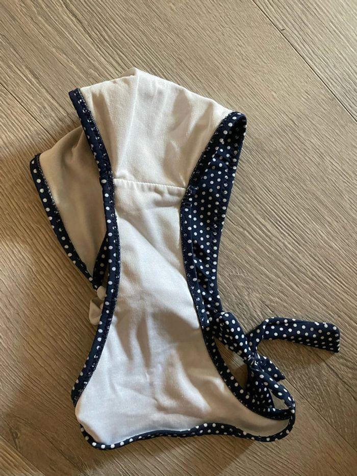 Bas Slip culotte tanga de maillot de bain bleu marine à pois blanc mermaid taille 40 - photo numéro 6