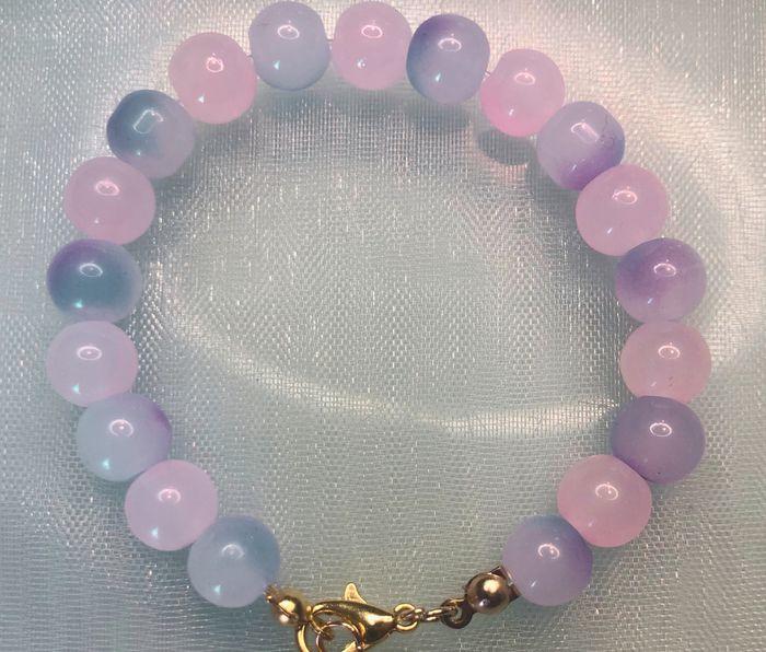 Bracelet avec perles en verre 8mm – Violet et Rose - photo numéro 2