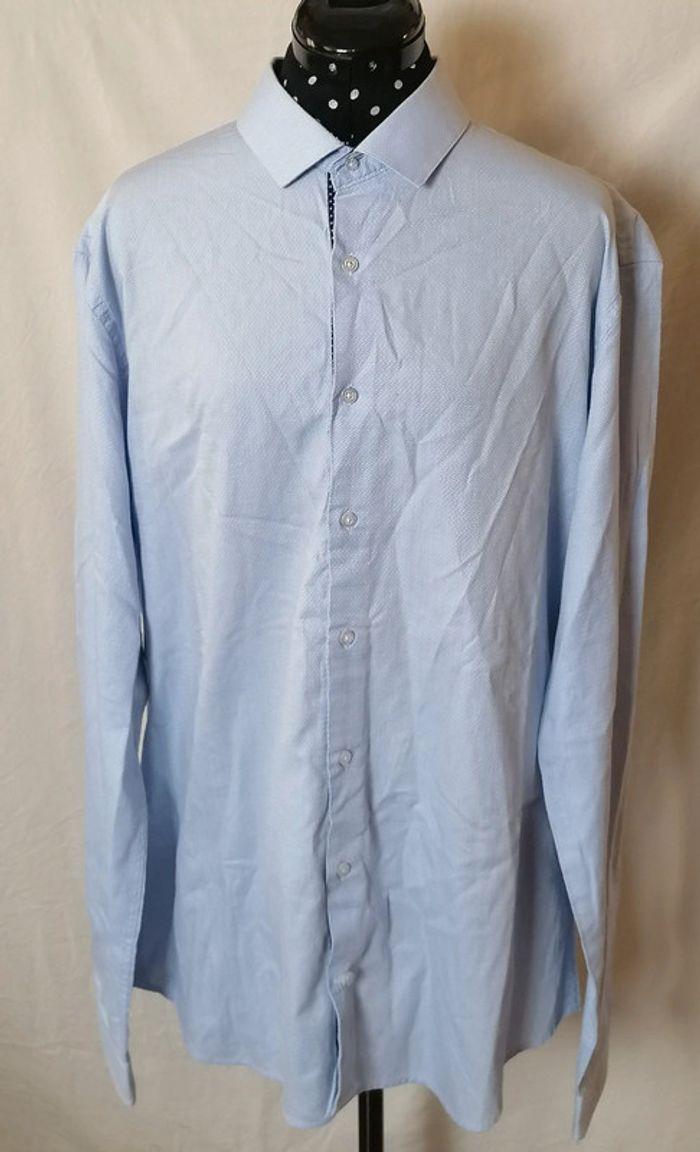 Chemise manches longues Celio Club à petit motifs bleu clair taille XXL - photo numéro 1