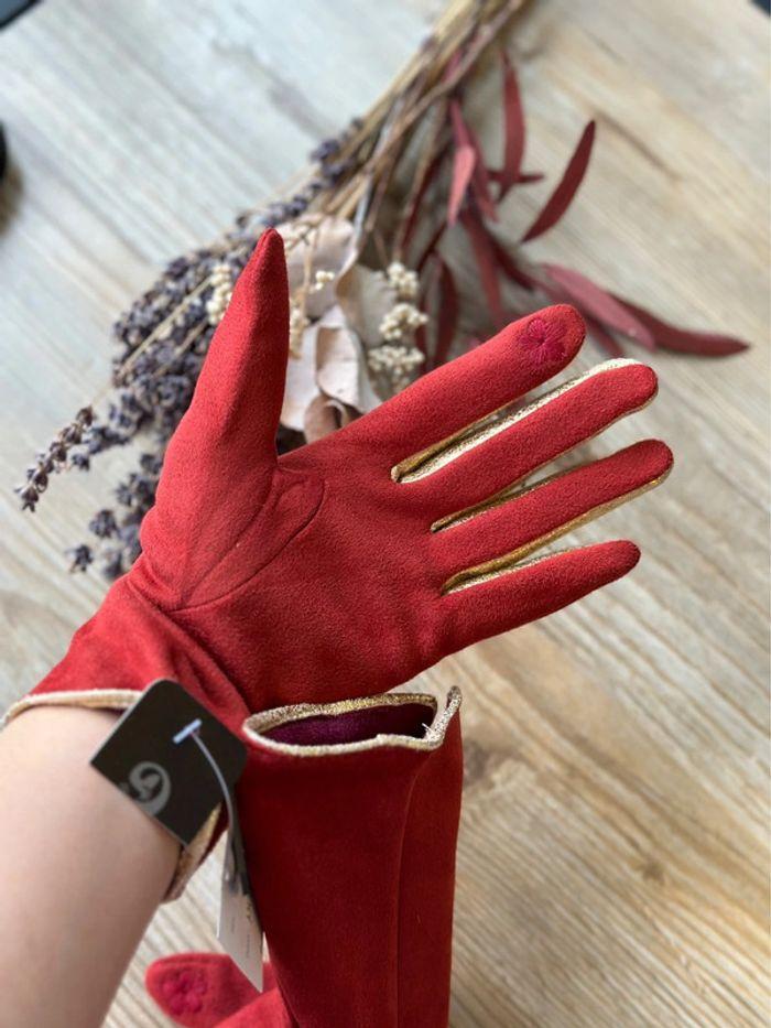 Gants en velours suédine rouge neufs - Eldorada - photo numéro 3