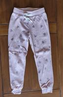 Pantalon jogging rose clair, coeurs 6-7 ans