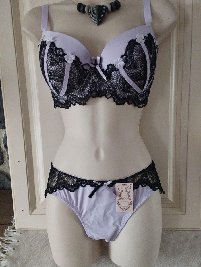 Ensemble lingerie neuf parme 90D et L en bas - photo numéro 1