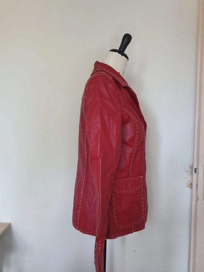 Veste rouge en cuir taille 40 - photo numéro 2