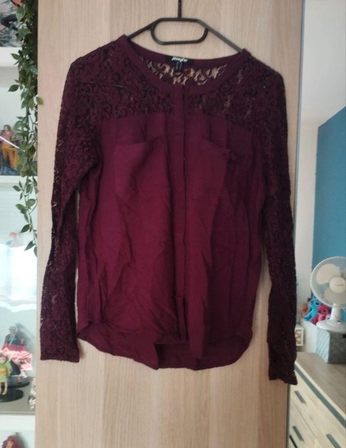 Chemiser blouse bordeaux violet prune Jennyfer - Taille S 36