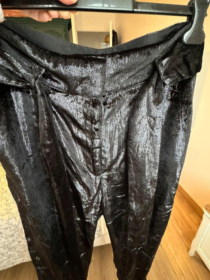 Pantalon velours brillant noir H&M 40 - photo numéro 10