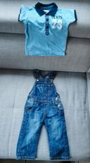 Ensemble Levi's salopette en jeans et polo 6 mois